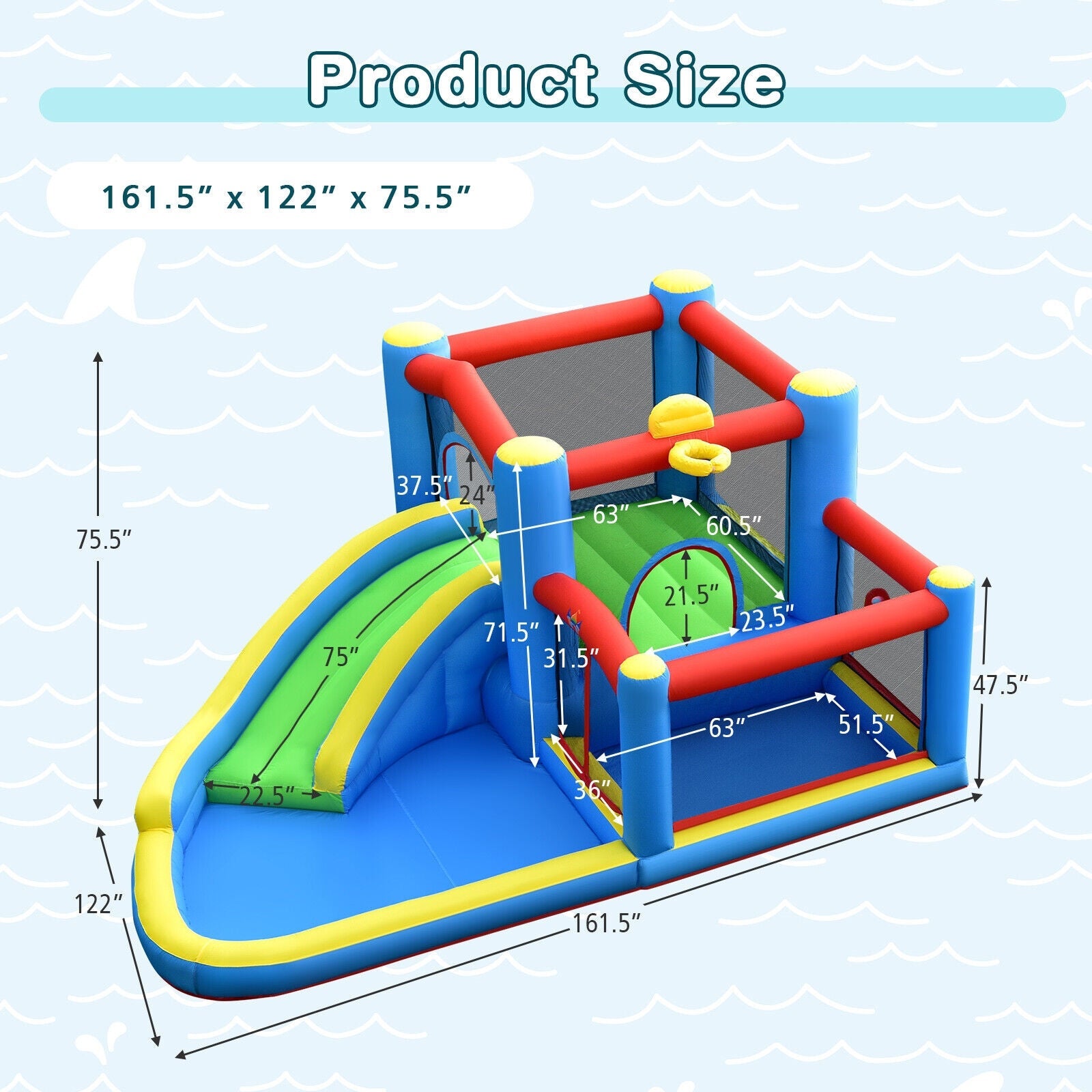 Inflatable Kids Water Slide Outdoor Indoor Slide Bounce Castle without Blower