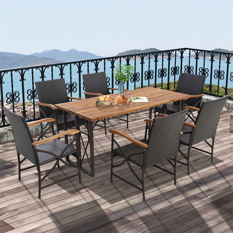 4pcs Wicker Patio Dining Chairs All-Weather Outdoor PE Rattan Armchairs with Soft Cushions & Heavy-Duty Metal Frame