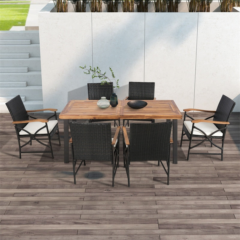 4pcs Wicker Patio Dining Chairs All-Weather Outdoor PE Rattan Armchairs with Soft Cushions & Heavy-Duty Metal Frame