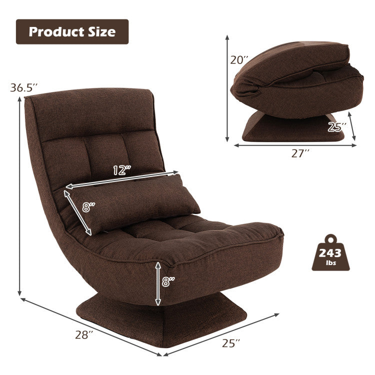 5-Level Adjustable 360° Swivel Floor Chair with Massage Pillow