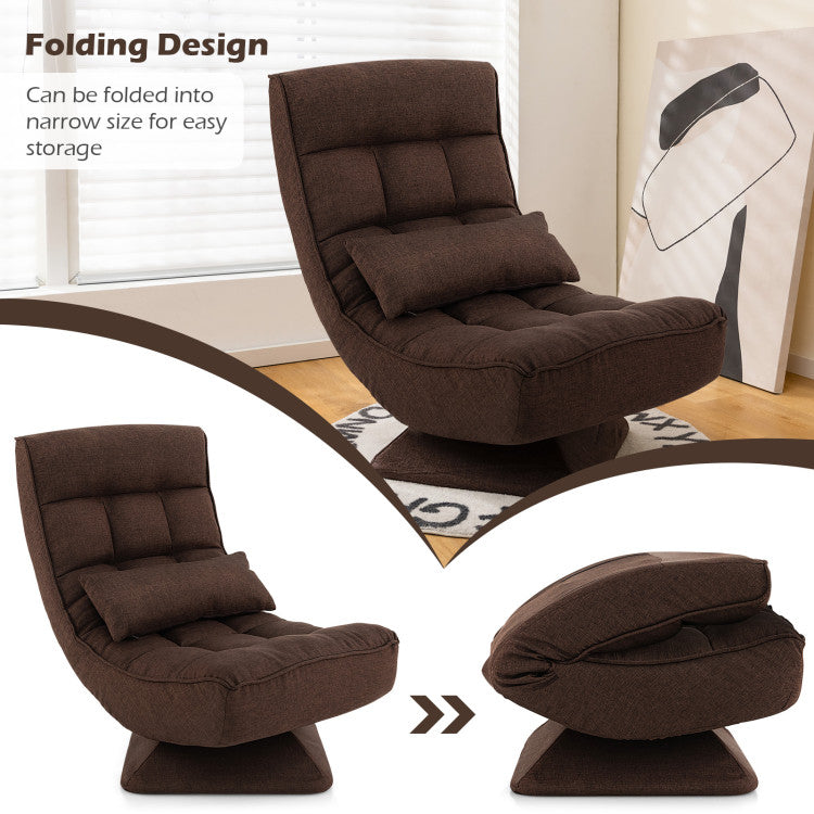 5-Level Adjustable 360° Swivel Floor Chair with Massage Pillow