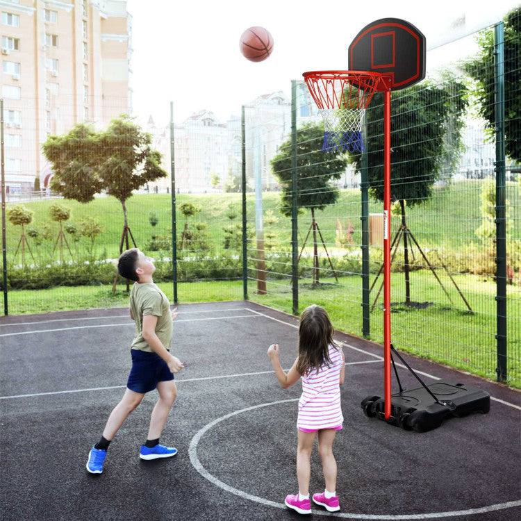 5-Level Adjustable Height Portable Basketball Hoop with Backboard and Wheels