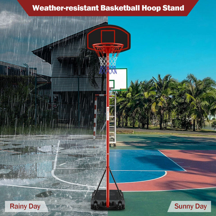 5-Level Adjustable Height Portable Basketball Hoop with Backboard and Wheels