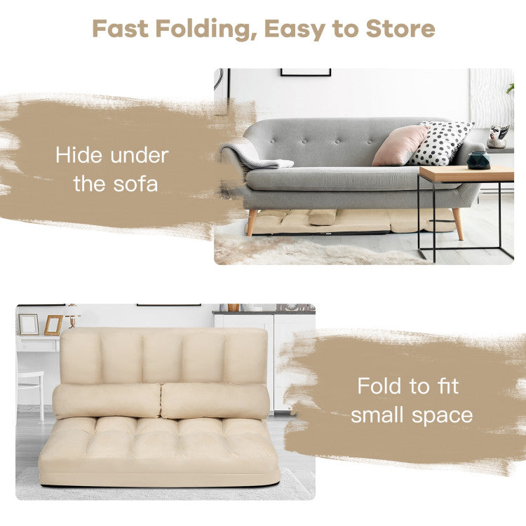 6-Position Foldable Floor Sofa Bed with Detachable Cloth Cover