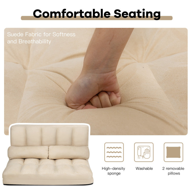 6-Position Foldable Floor Sofa Bed with Detachable Cloth Cover