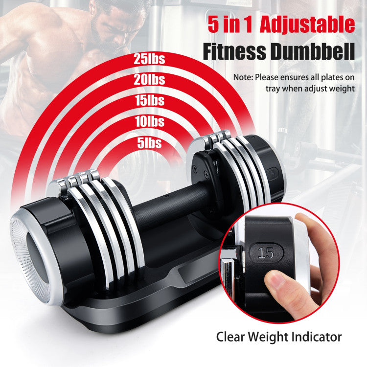 5-in-1 Adjustable Weight Dumbbell with Anti-Slip Fast Adjust Turning Handle