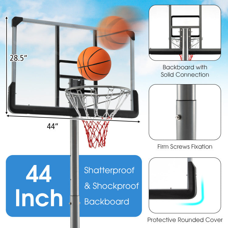 5.4-6.6FT Adjustable Height Basketball Hoop with 50 Inch Backboard