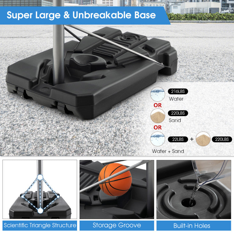 5.4-6.6FT Adjustable Height Basketball Hoop with 50 Inch Backboard