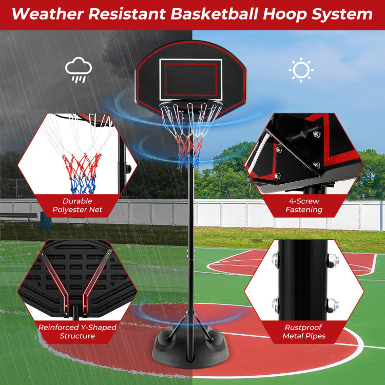 5.5 to 7.5 FT 5-Level Adjustable Basketball Hoop with Anti-Rust Stand and Wheels