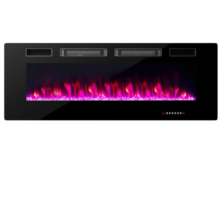 42/50/60/72 Inch 5100 BTU  Ultra-Thin Electric Fireplace with Decorative Crystals