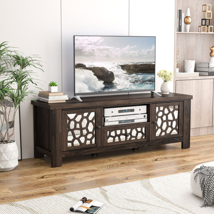 55 Inch Retro TV Stand Media Entertainment Center with Drawer for TV up to 60 Inches