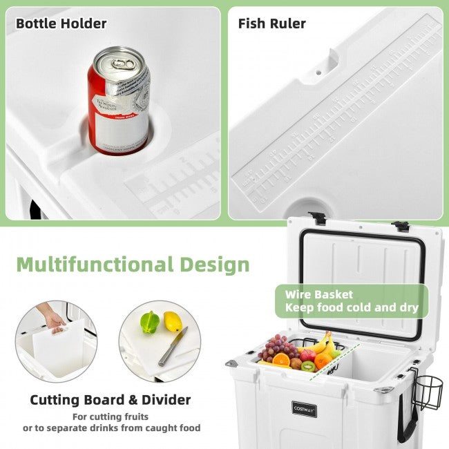 55 Quart Cooler Portable Ice Chest with Cutting Board Basket for Camping & Fishing