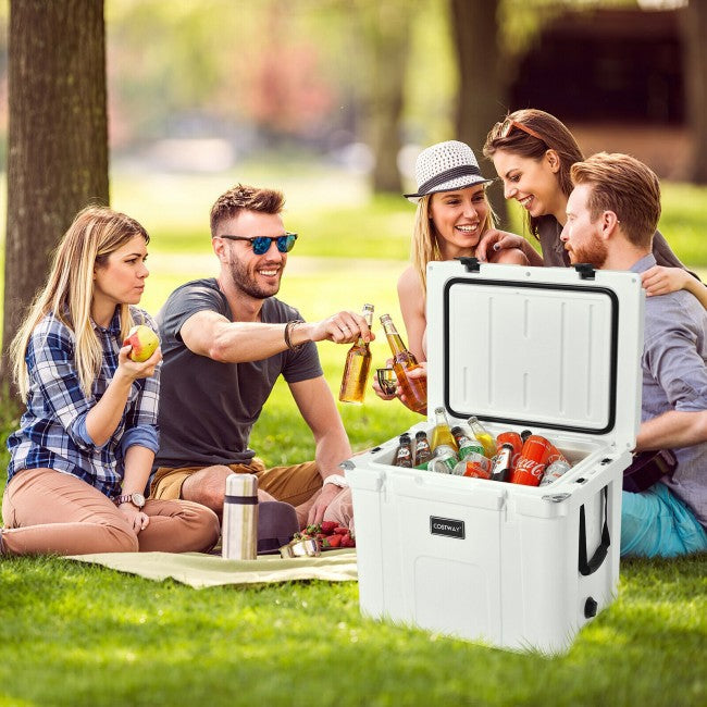 55 Quart Cooler Portable Ice Chest with Cutting Board Basket for Camping & Fishing