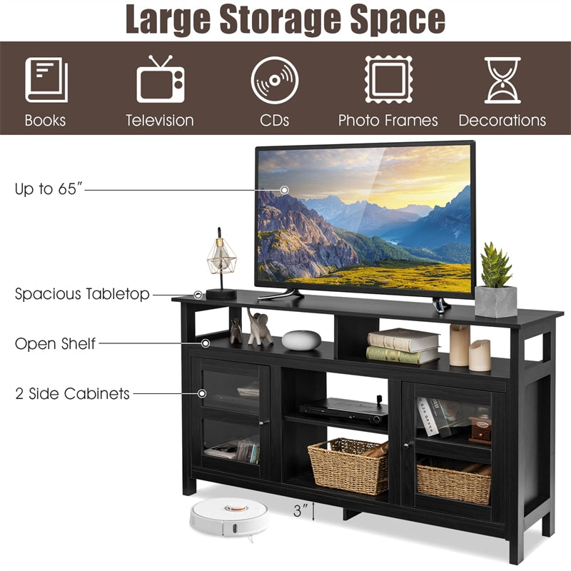 58 Inch Fireplace TV Stand Entertainment Console Center with 2 Cabinets for 18" Electric Fireplace & TVs up to 65"