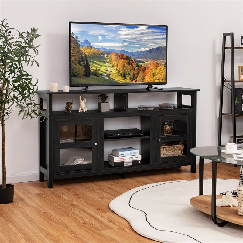 58 Inch Fireplace TV Stand Entertainment Console Center with 2 Cabinets for 18" Electric Fireplace & TVs up to 65"