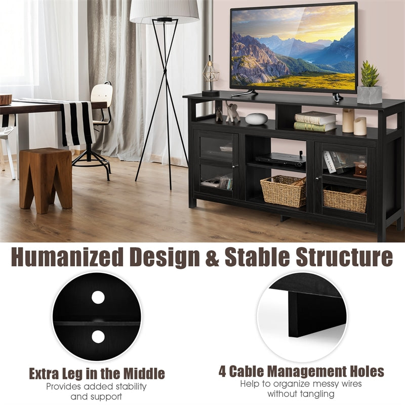 58 Inch Fireplace TV Stand Entertainment Console Center with 2 Cabinets for 18" Electric Fireplace & TVs up to 65"