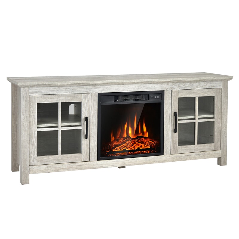 58" Fireplace TV Stand for TVs up to 65 Inches with 1400W Electric Fireplace Insert & Remote Control