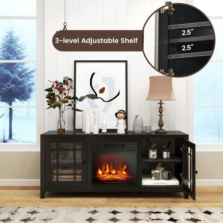 58 Inch Fireplace TV Stand with Adjustable Shelves for TVs up to 65 Inch