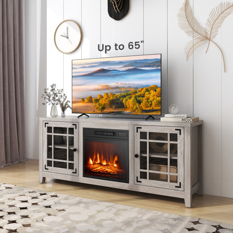 58 Inch Fireplace TV Stand with Adjustable Shelves for TVs up to 65 Inch