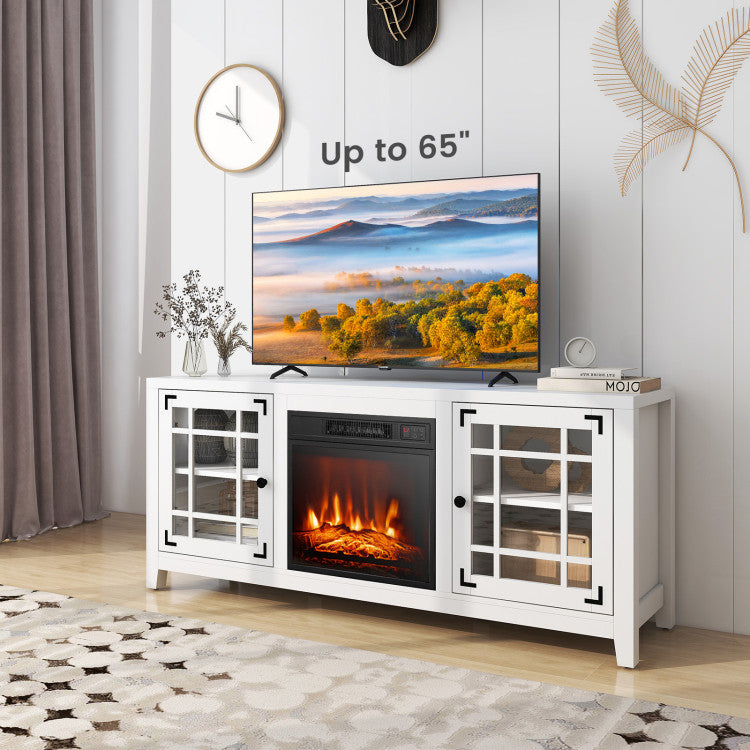 58 Inch Fireplace TV Stand with Adjustable Shelves for TVs up to 65 Inch