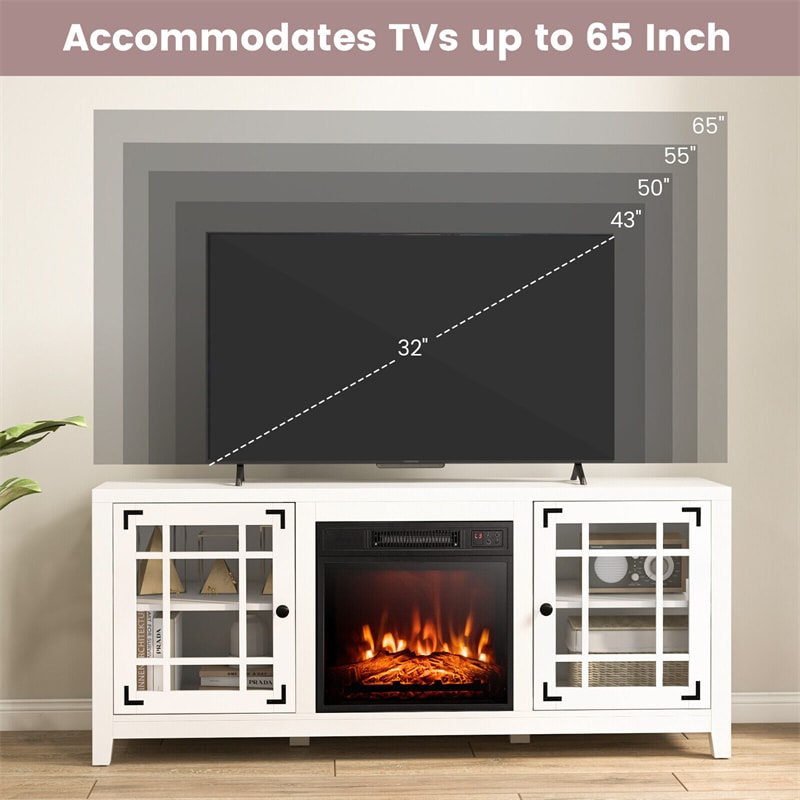 58" Fireplace TV Stand for TVs up to 65 Inches with 1400W Electric Fireplace Insert & Remote Control