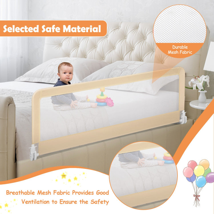 59 Inch Folding Breathable Baby Toddlers Bed Rail Guard with Safety Strap