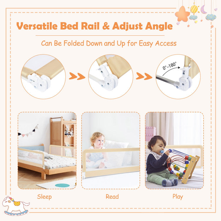 59 Inch Folding Breathable Baby Toddlers Bed Rail Guard with Safety Strap