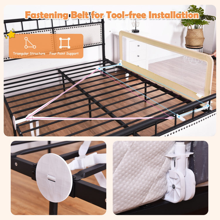 59 Inch Folding Breathable Baby Toddlers Bed Rail Guard with Safety Strap