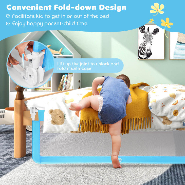 59 Inch Folding Breathable Baby Toddlers Bed Rail Guard with Safety Strap