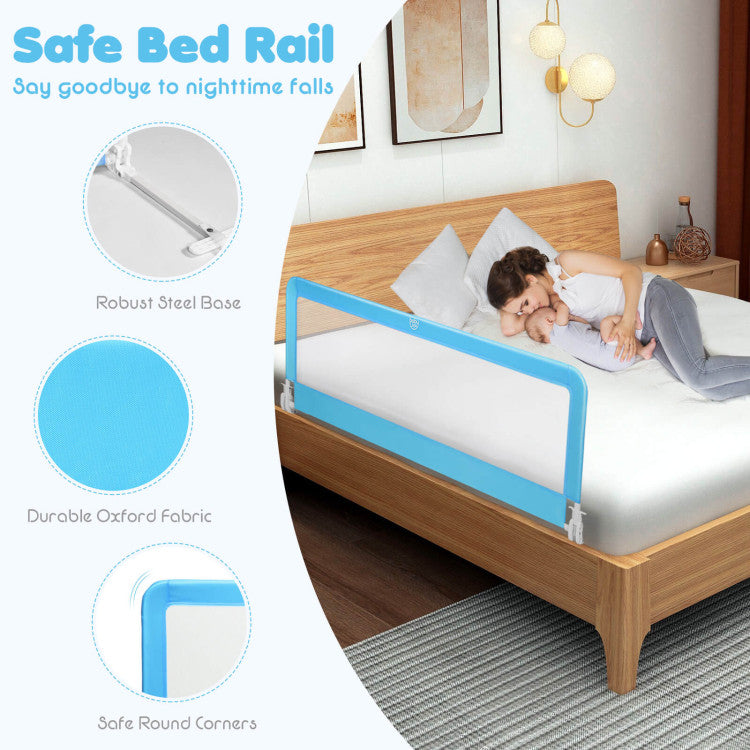 59 Inch Folding Breathable Baby Toddlers Bed Rail Guard with Safety Strap