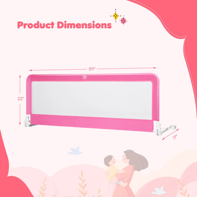 59 Inch Folding Breathable Baby Toddlers Bed Rail Guard with Safety Strap