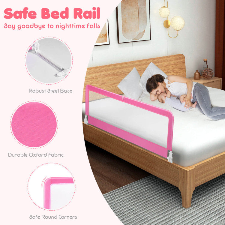 59 Inch Folding Breathable Baby Toddlers Bed Rail Guard with Safety Strap