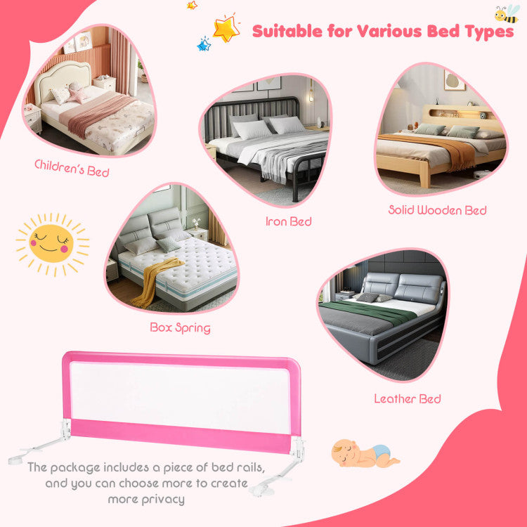 59 Inch Folding Breathable Baby Toddlers Bed Rail Guard with Safety Strap