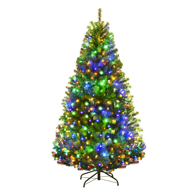 4/5/6/7/8/9 Feet Artificial Premium Hinged Christmas Tree with Multi-color Lights and Metal Base