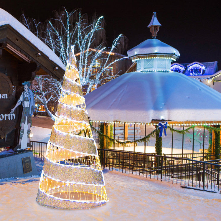 5 Feet Pre-lit Christmas Cone Tree with 300 Warm White and 250 Cold White LED Lights