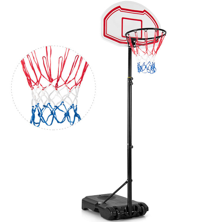 5 Height Adjustable Basketball Hoop with 2 Nets and Wheels for Home and Office Gym