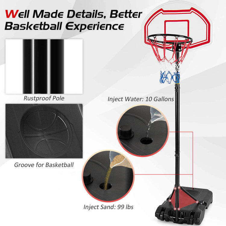 5 Height Adjustable Basketball Hoop with 2 Nets and Wheels for Home and Office Gym