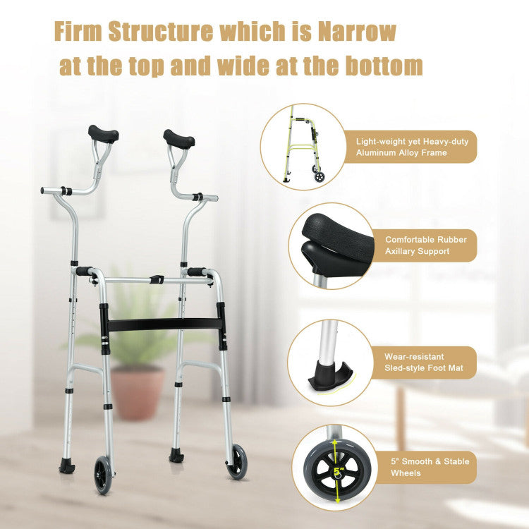 5 Inch Wheels Foldable Rehabilitation Auxiliary  Walker & Rollator