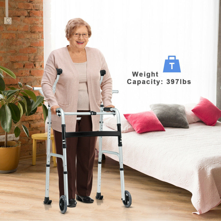 5 Inch Wheels Foldable Rehabilitation Auxiliary  Walker & Rollator