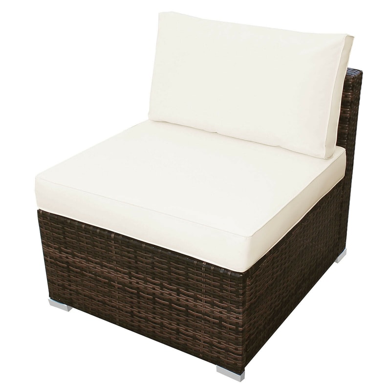 5 Piece Wicker Rattan Outdoor Furniture Set Armless Chairs Ottomans Coffee Table with Soft Cushions