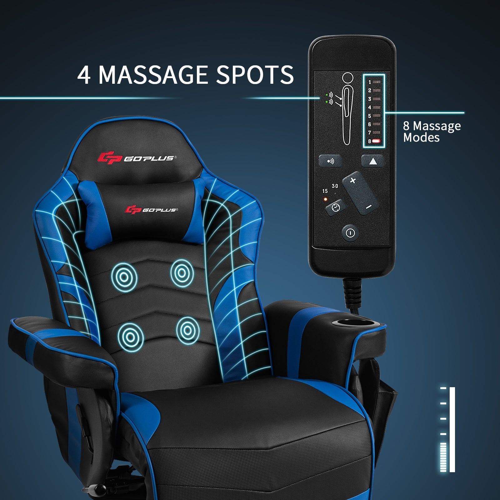 Ergonomic Massage Gaming Chair Gaming Recliner with Pillow and Adjustable Backrest