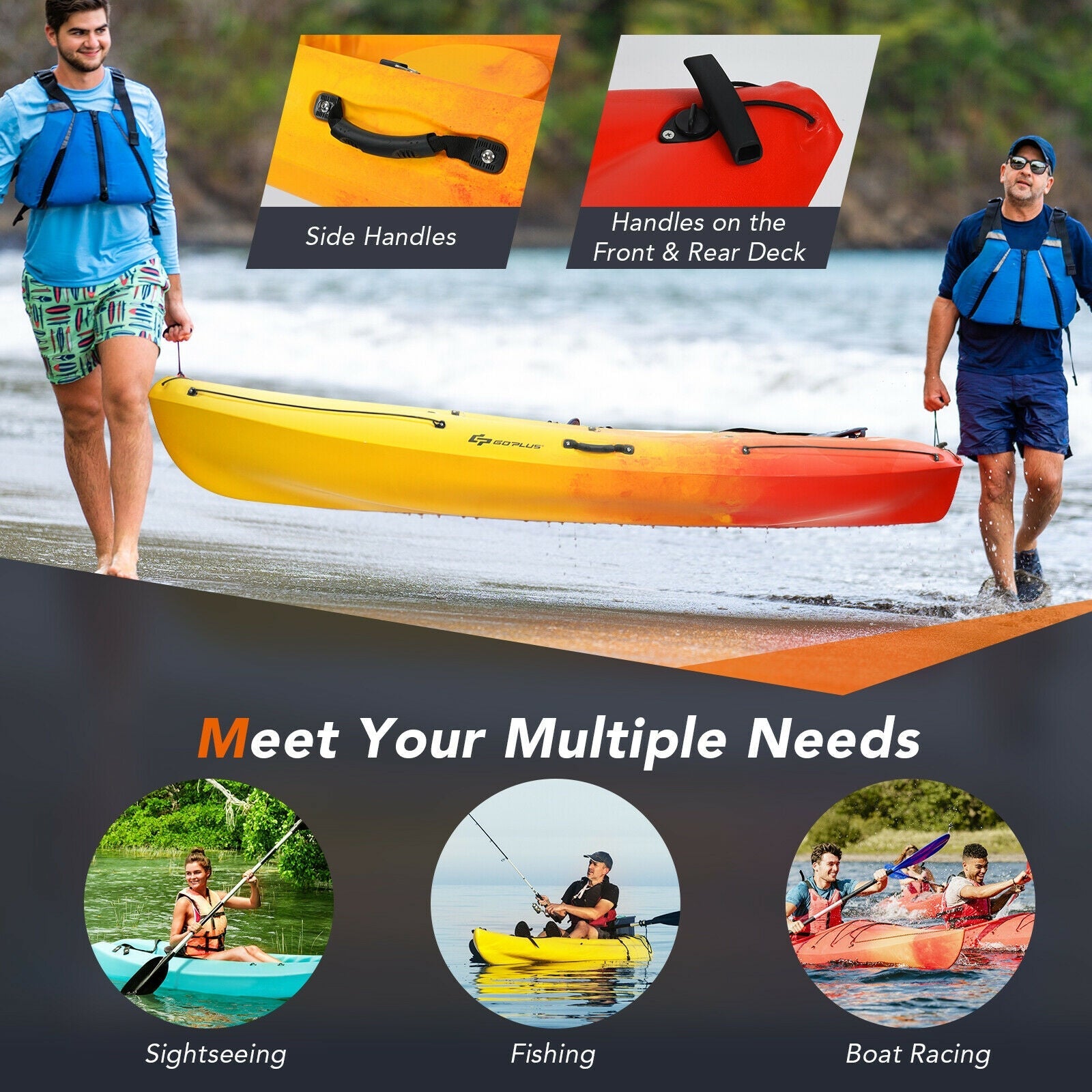 Single Sit-on-Top Kayak with Detachable Aluminum Paddle