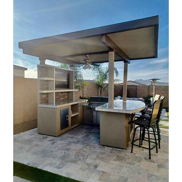 St. Croix Outdoor Kitchen With Built In BBQ Grill and 12x12 Patio Cover - ElitePlayPro