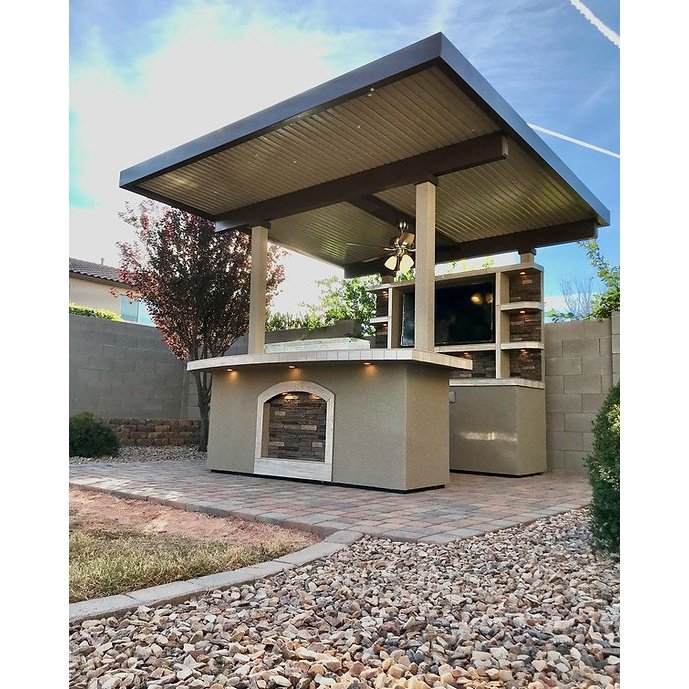 St. Croix Outdoor Kitchen With Built In BBQ Grill and 12x12 Patio Cover - ElitePlayPro