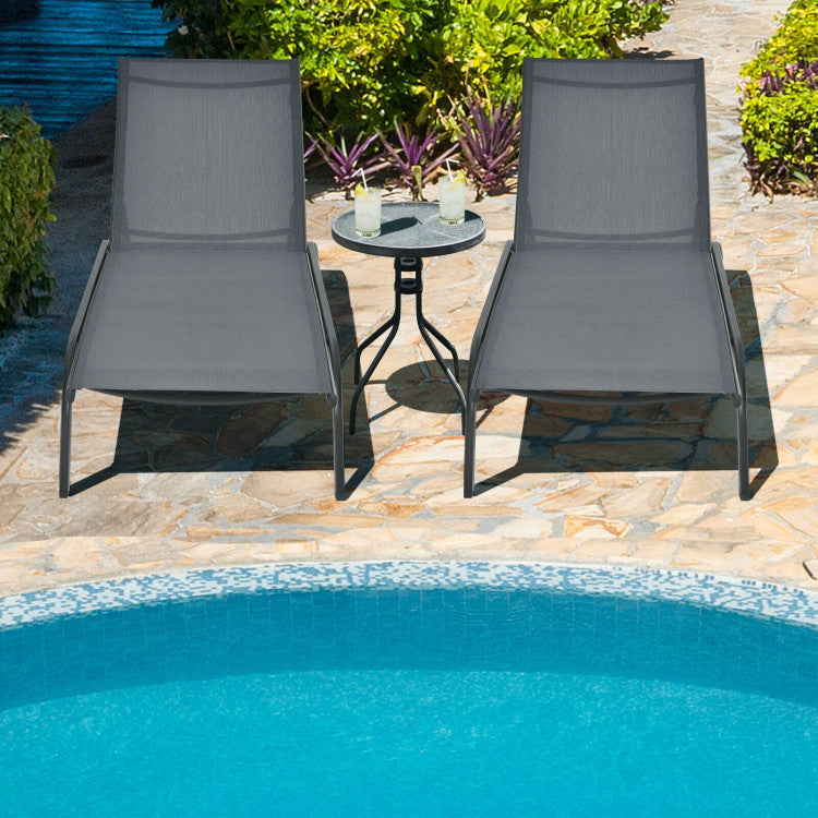 6-Position Adjustable Outdoor Chaise Recliner with Wheels