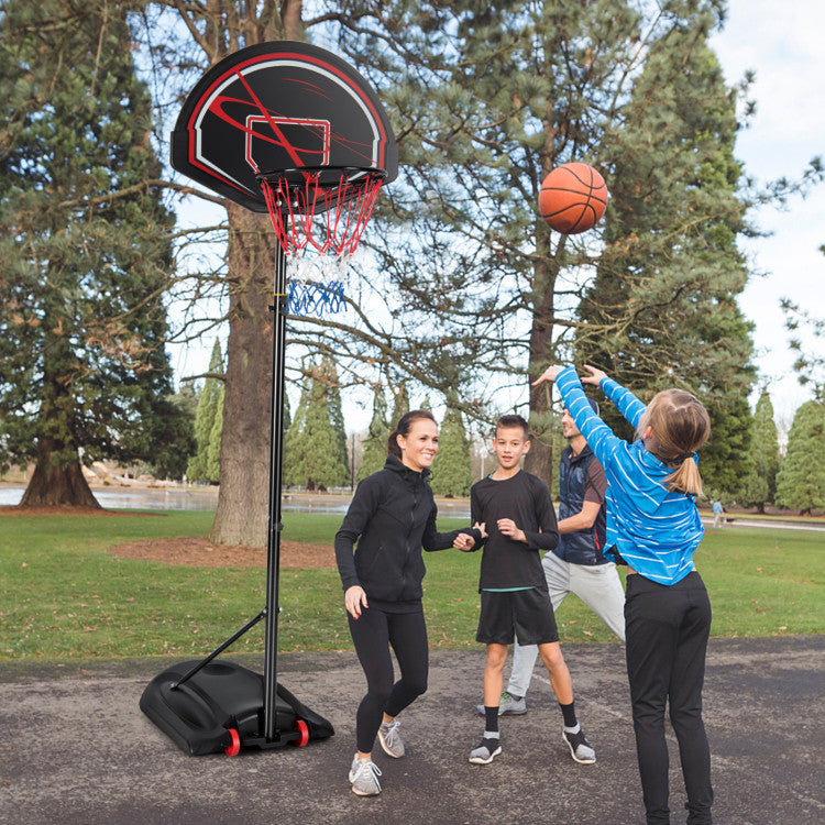 6-level Adjustable Heights Portable Basketball Hoop Stand with Wheels and 2 Nets