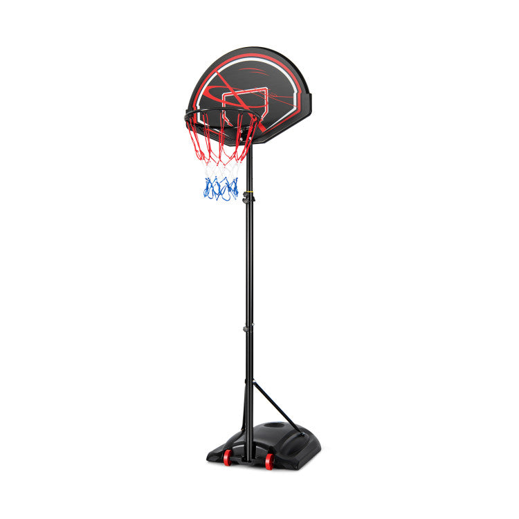 6-level Adjustable Heights Portable Basketball Hoop Stand with Wheels and 2 Nets