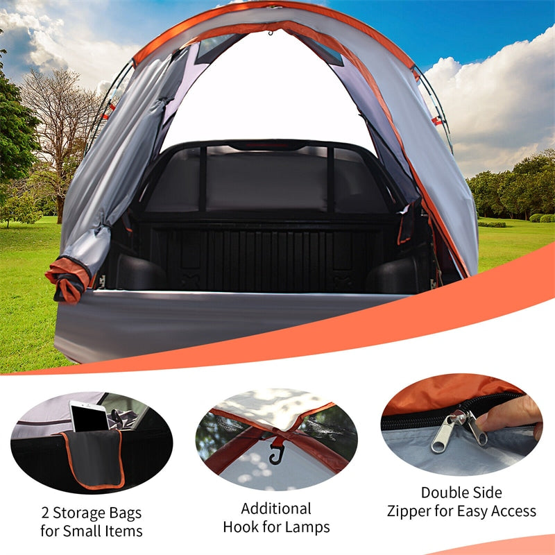 2-Person Pickup Truck Tent 6.4’-6.7’ Portable Truck Bed Tent with Removable Rainfly & Carrying Bag