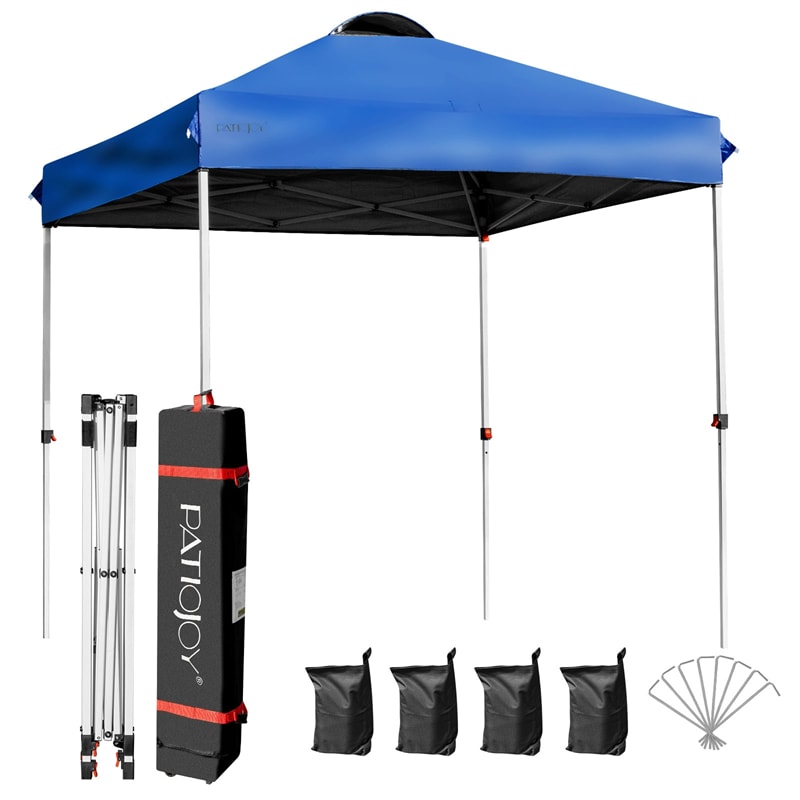 6.6ft x 6.6ft Pop-up Canopy Tent Height Adjustable Commercial Canopy Outdoor Camping Sun Shelter with Roller Bag & 4 Weight Bags