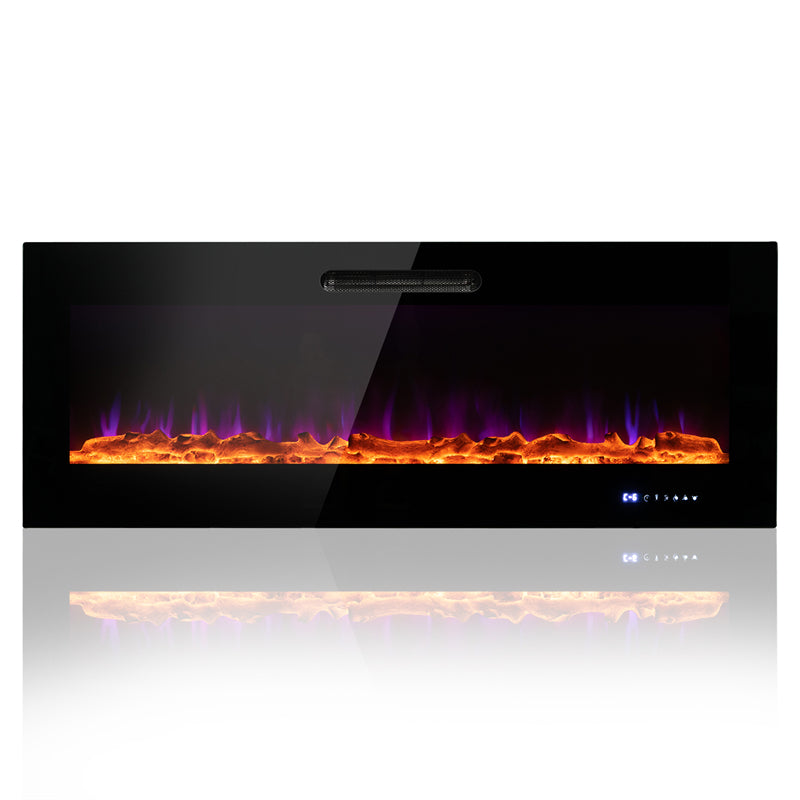 60" Electric Fireplace Insert 5000 BTU Recessed Fireplace with Decorative Crystal & 9 Flame Colors